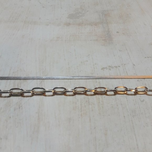 Choker Necklace Set Silver Boho Link & Snake Chain - Picture 2 of 6